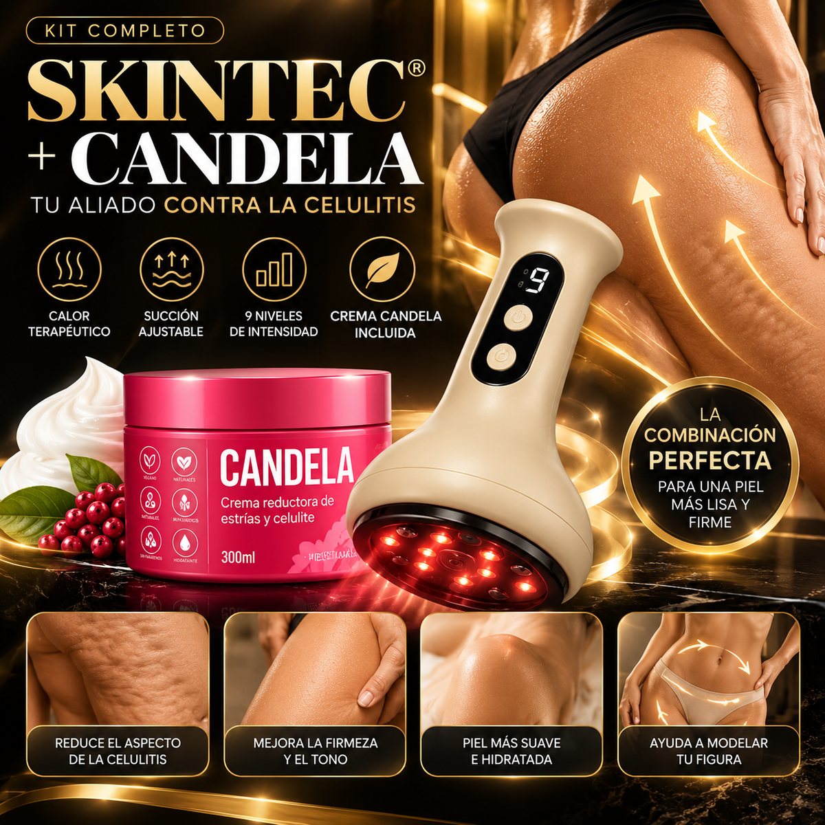 MASAJEADOR ANTICELULÍTICO SKINTEC® + Crema CANDELA